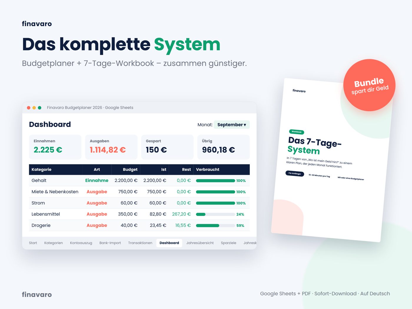 Budgetplaner und Workbook im Bundle